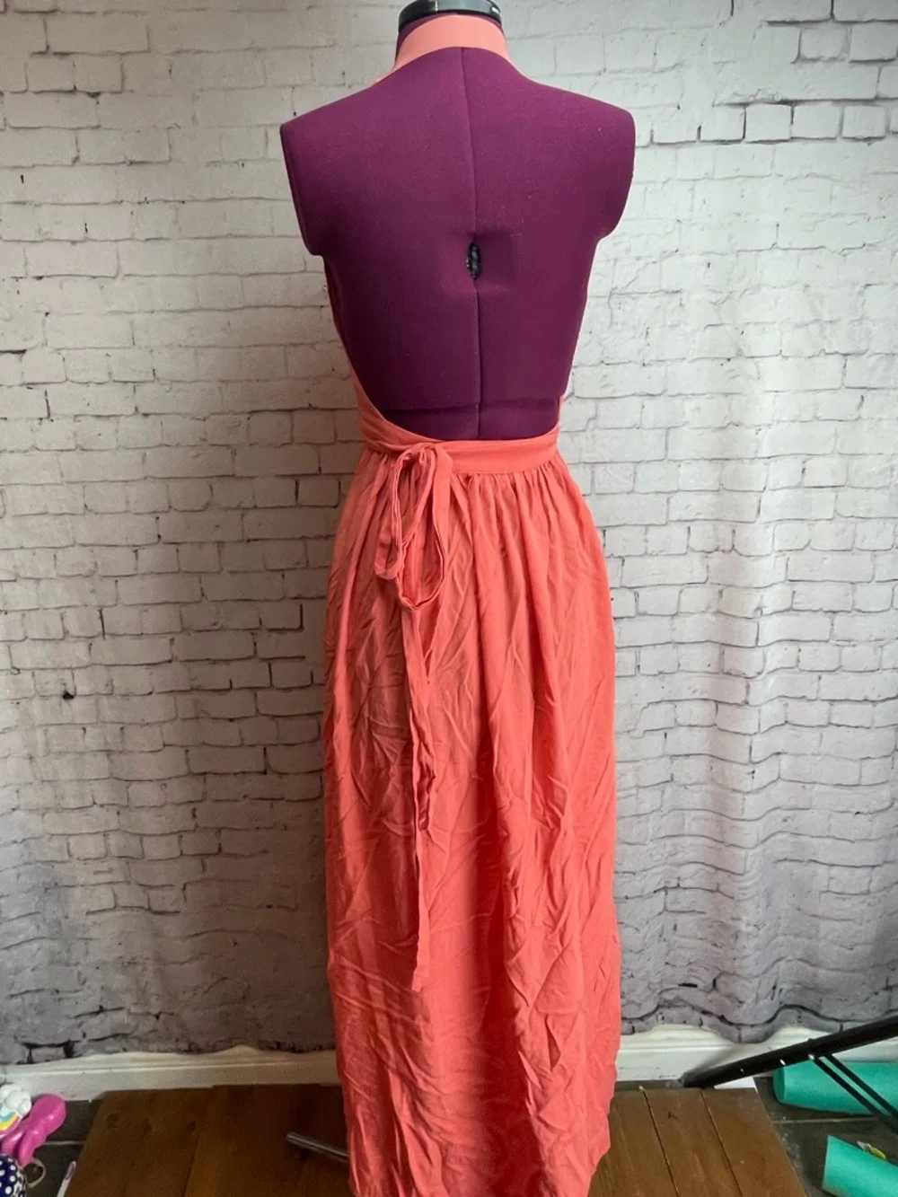 Lulus Magical Movement Coral Pink Wrap Maxi Dress size small